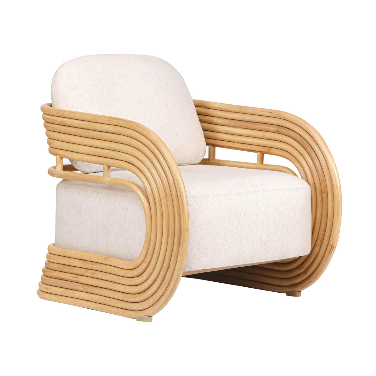 Lauretta Cream Performance Fabric and Natural Rattan Accent Chair by TOV Furniture – photo 1 of 8