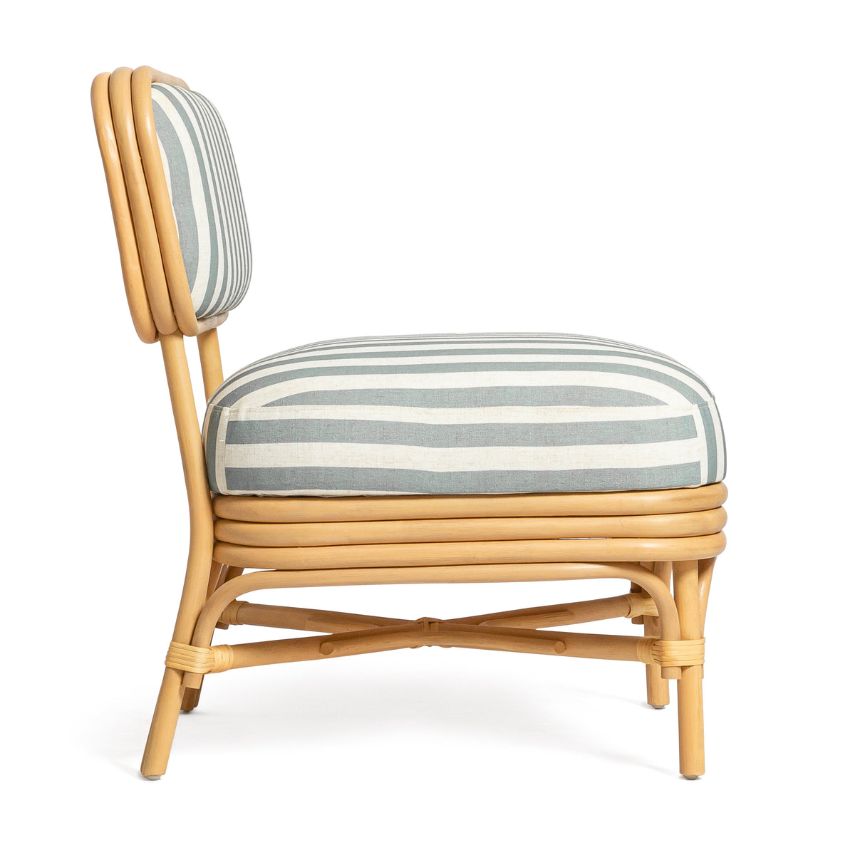 Dorine Mint Green Striped Performance Linen & Rattan Accent Chair by TOV Furniture – photo 4 of 8