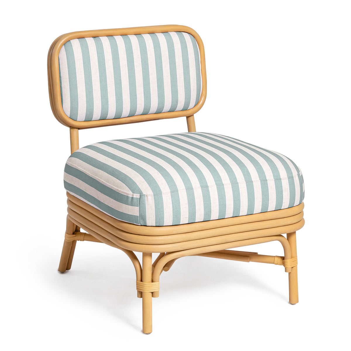 Dorine Mint Green Striped Performance Linen & Rattan Accent Chair by TOV Furniture – photo 1 of 8