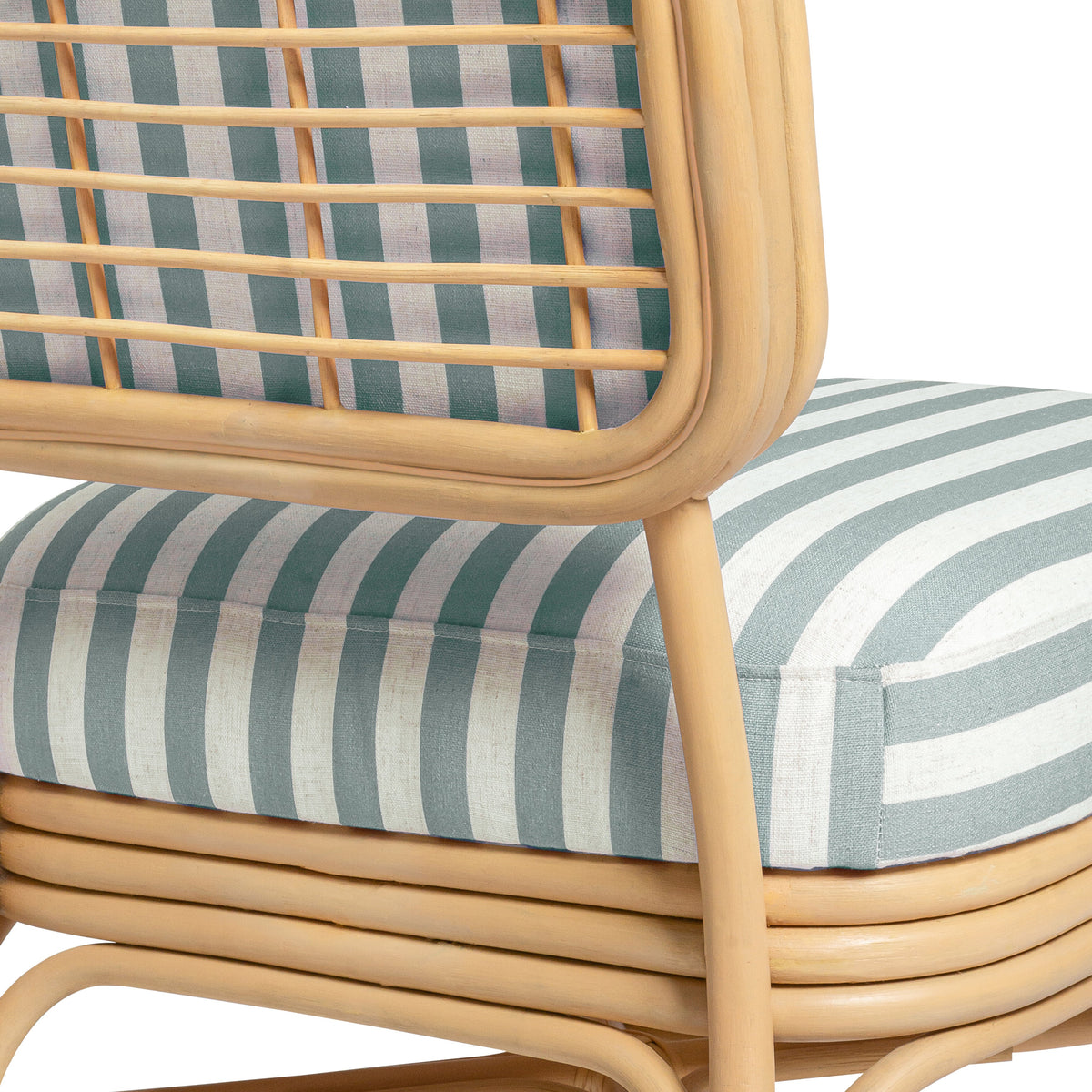 Dorine Mint Green Striped Performance Linen & Rattan Accent Chair by TOV Furniture – photo 5 of 8