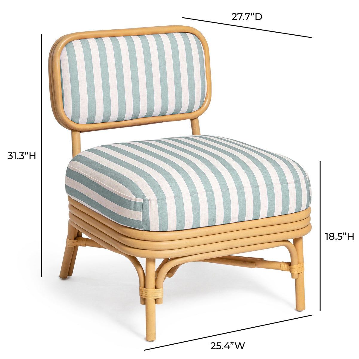 Dorine Mint Green Striped Performance Linen & Rattan Accent Chair by TOV Furniture – photo 8 of 8