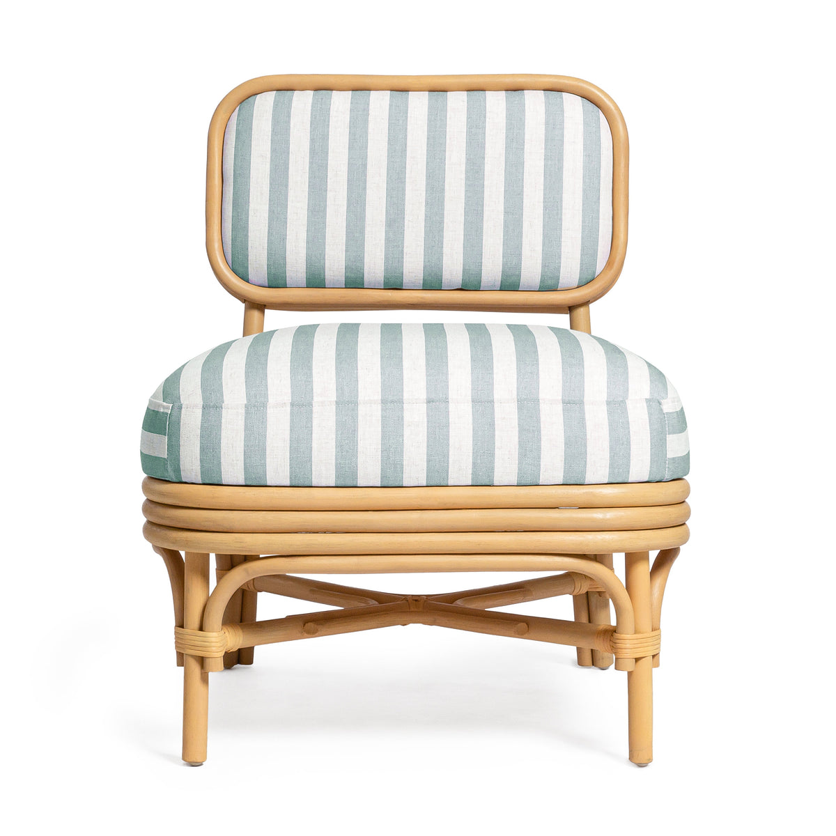 Dorine Mint Green Striped Performance Linen & Rattan Accent Chair by TOV Furniture – photo 3 of 8