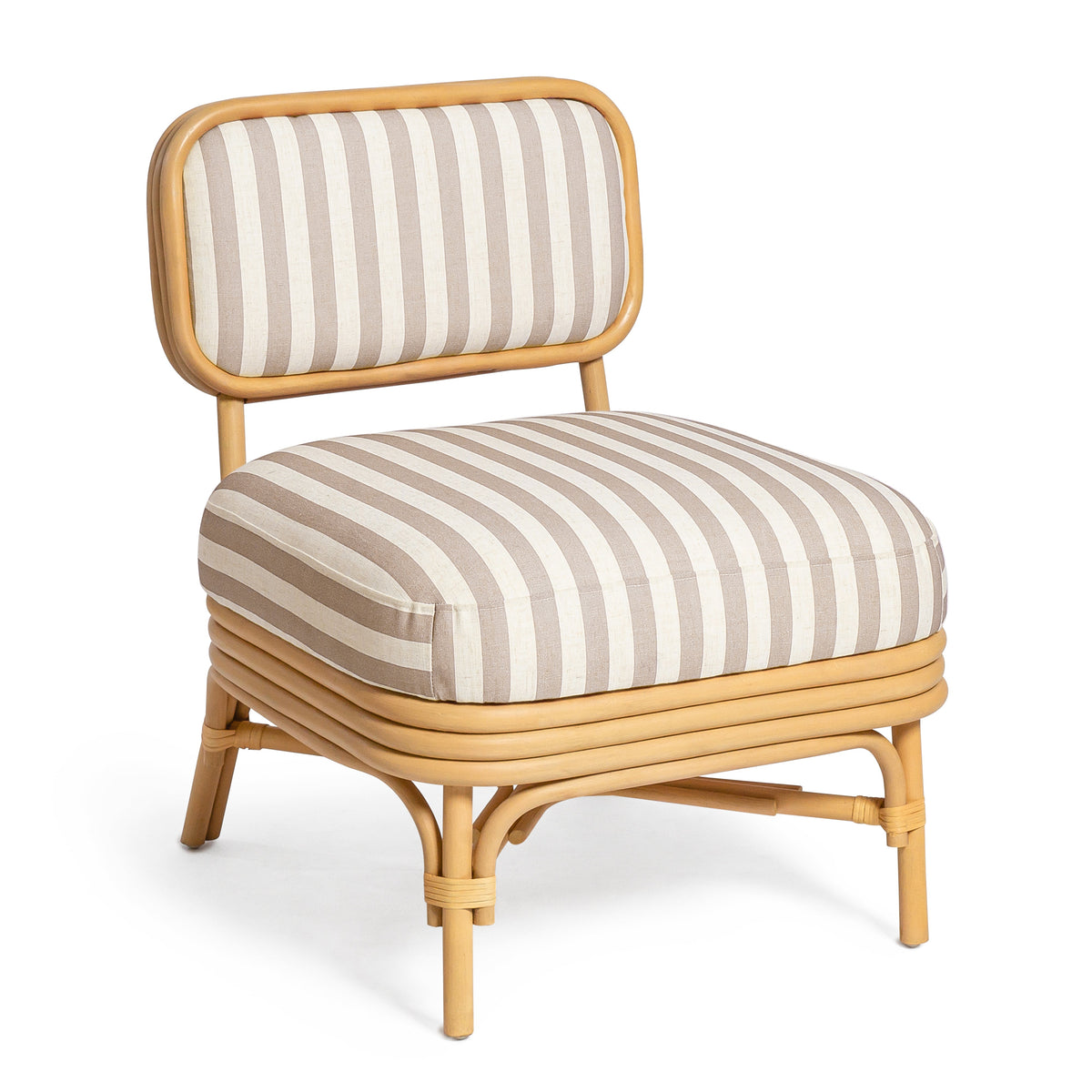 Dorine Khaki Striped Performance Linen & Rattan Accent Chair by TOV Furniture – photo 1 of 8
