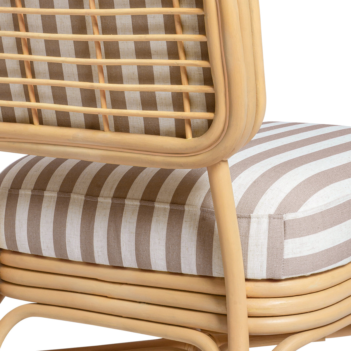 Dorine Khaki Striped Performance Linen & Rattan Accent Chair by TOV Furniture – photo 5 of 8