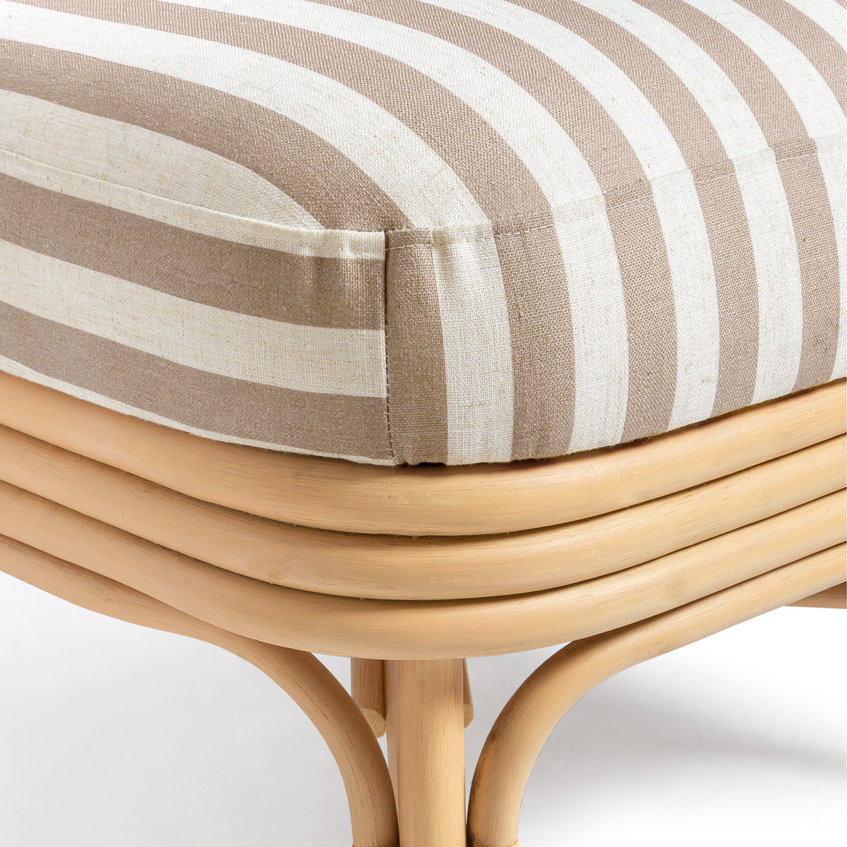 Dorine Khaki Striped Performance Linen & Rattan Accent Chair by TOV Furniture – photo 7 of 8