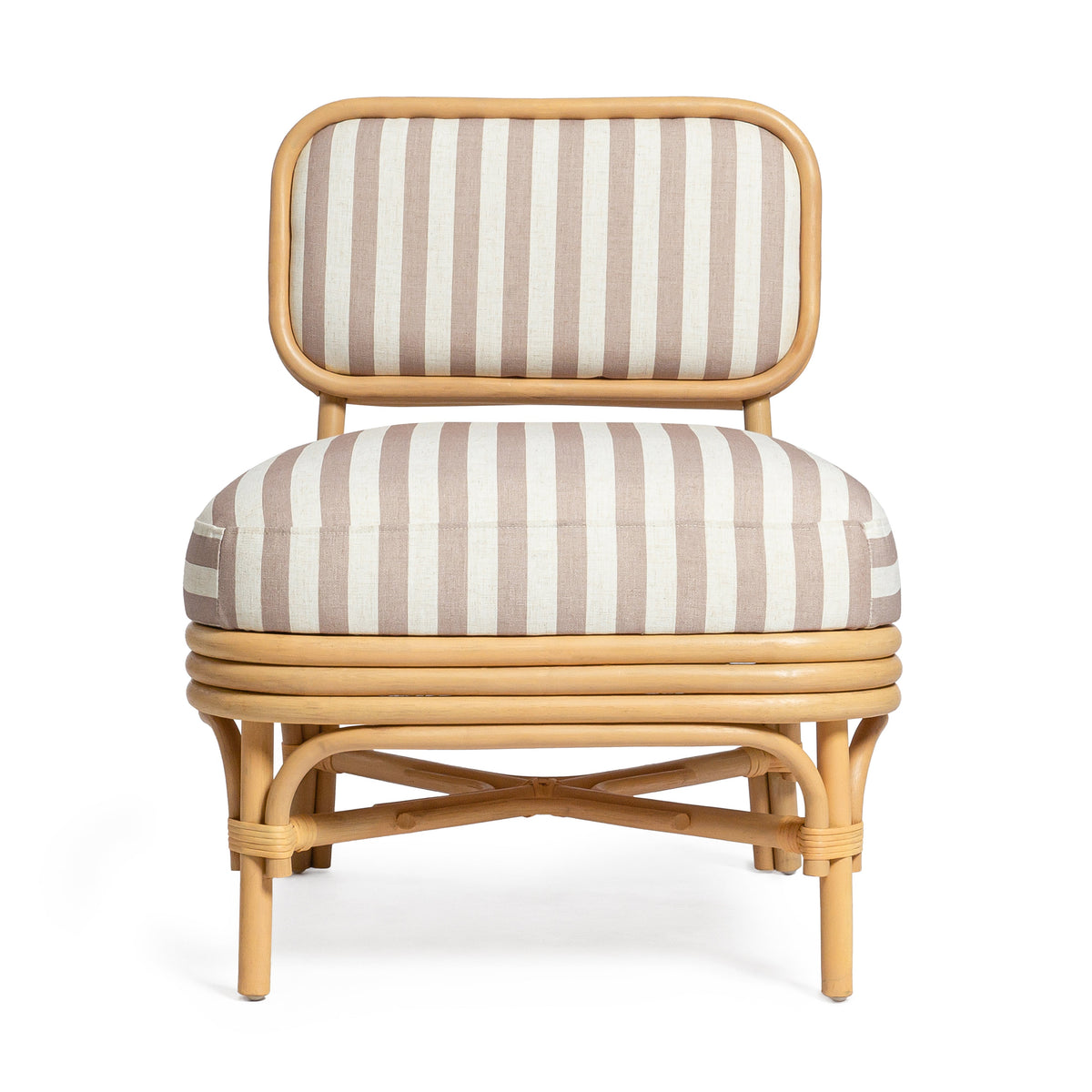 Dorine Khaki Striped Performance Linen & Rattan Accent Chair by TOV Furniture – photo 3 of 8