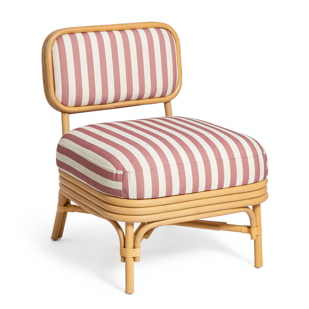 Dorine Red Striped Performance Linen & Rattan Accent Chair by TOV Furniture – photo 1 of 8