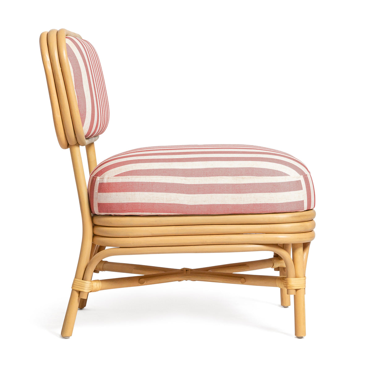 Dorine Red Striped Performance Linen & Rattan Accent Chair by TOV Furniture – photo 4 of 8