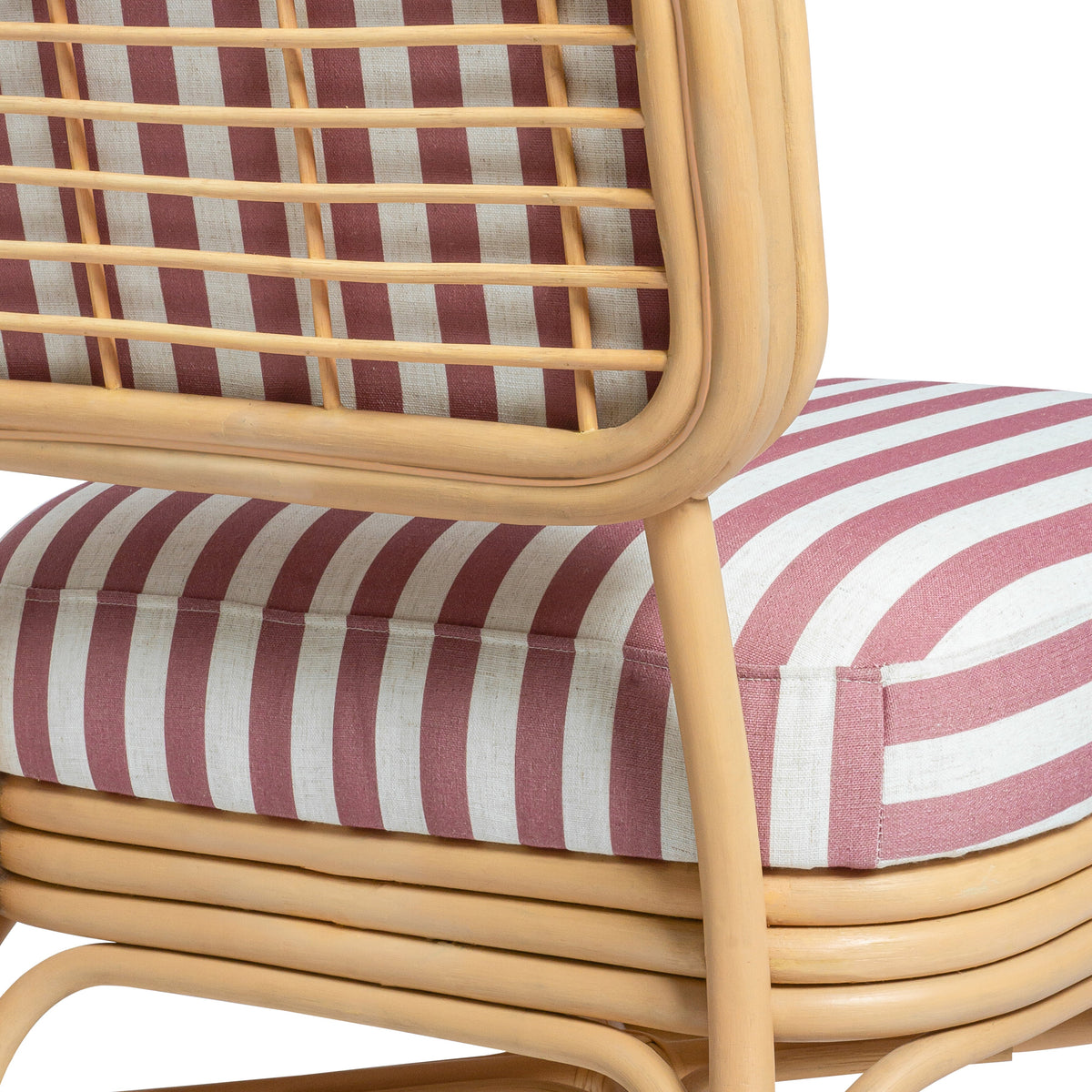 Dorine Red Striped Performance Linen & Rattan Accent Chair by TOV Furniture – photo 5 of 8