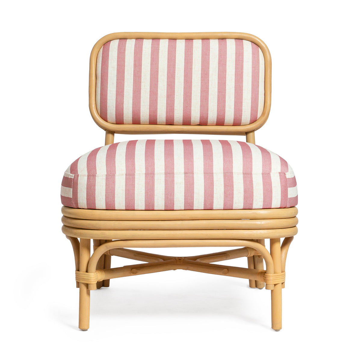Dorine Red Striped Performance Linen & Rattan Accent Chair by TOV Furniture – photo 3 of 8