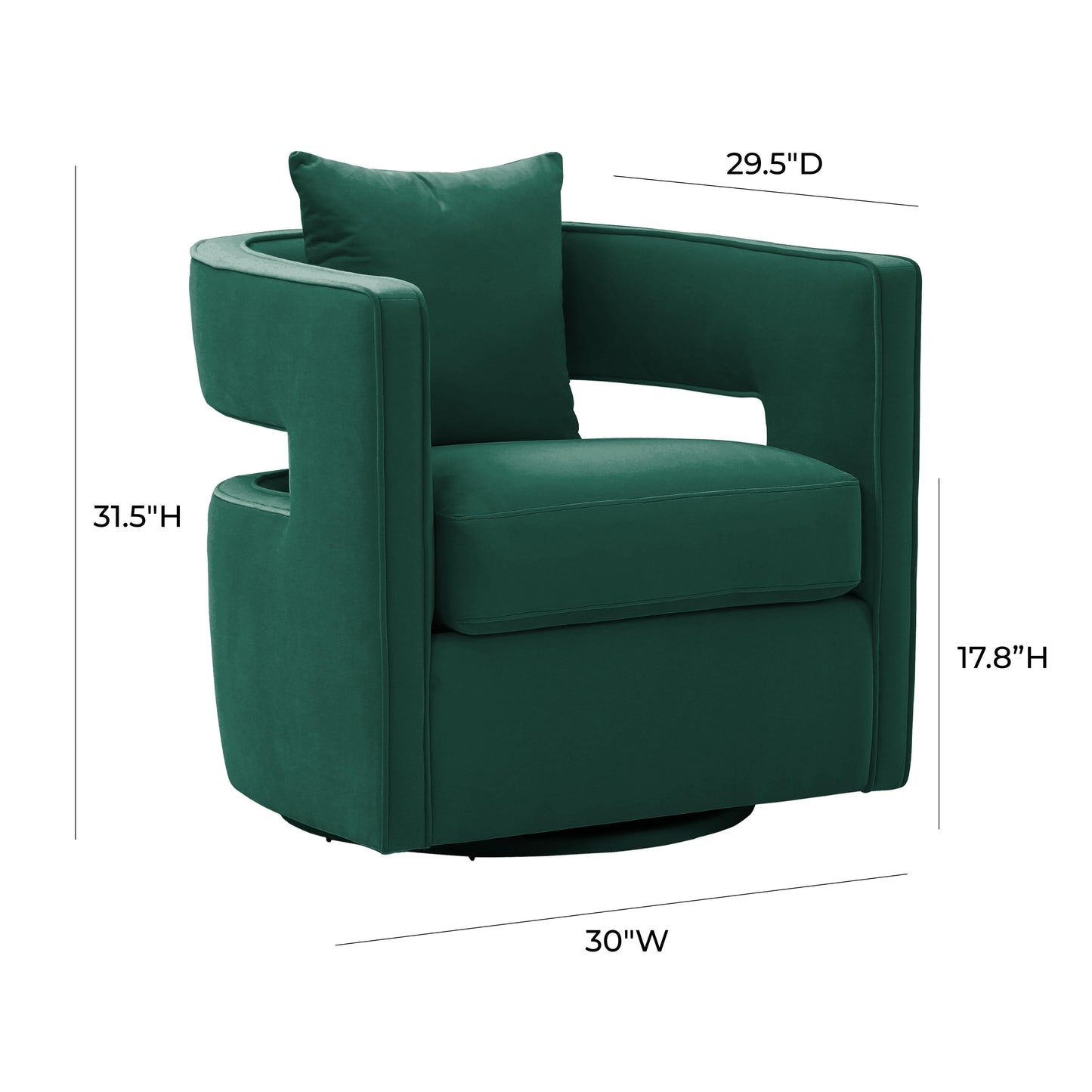 Kennedy Performance Velvet Swivel Accent Chair Forest Green by Tov Furniture