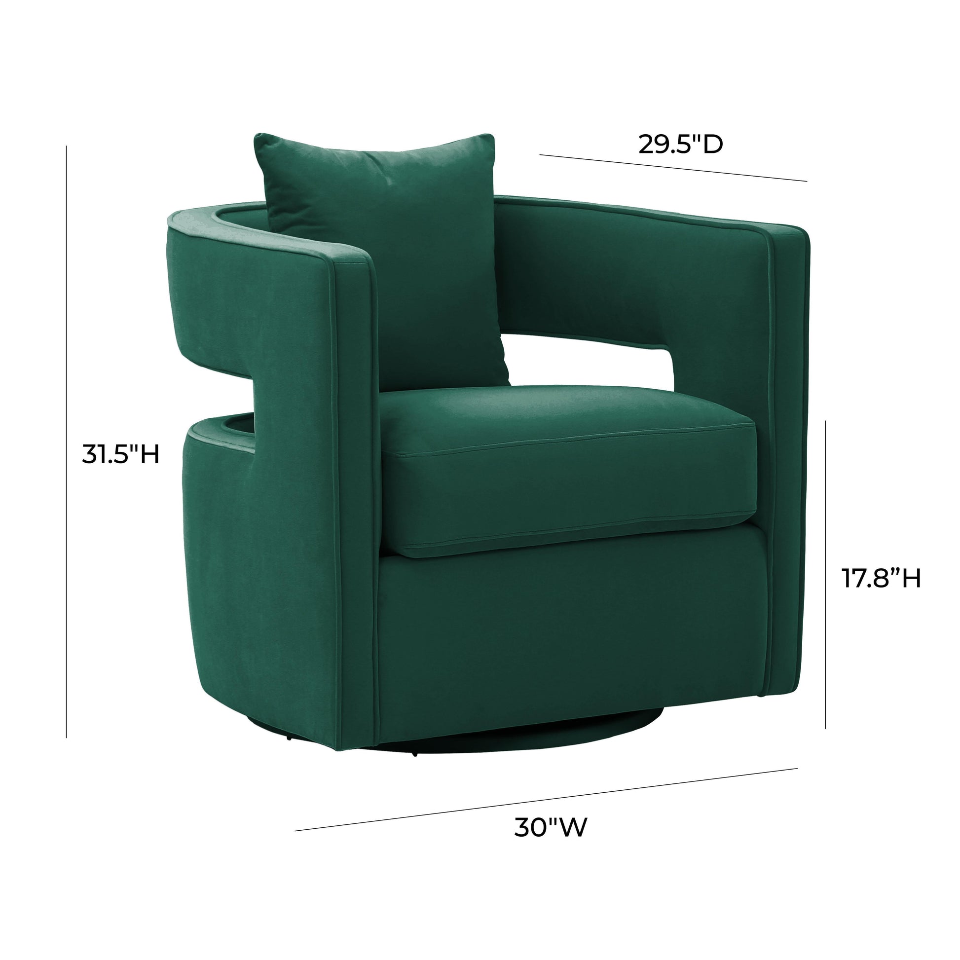 Kennedy Performance Velvet Swivel Accent Chair Forest Green by Tov Furniture