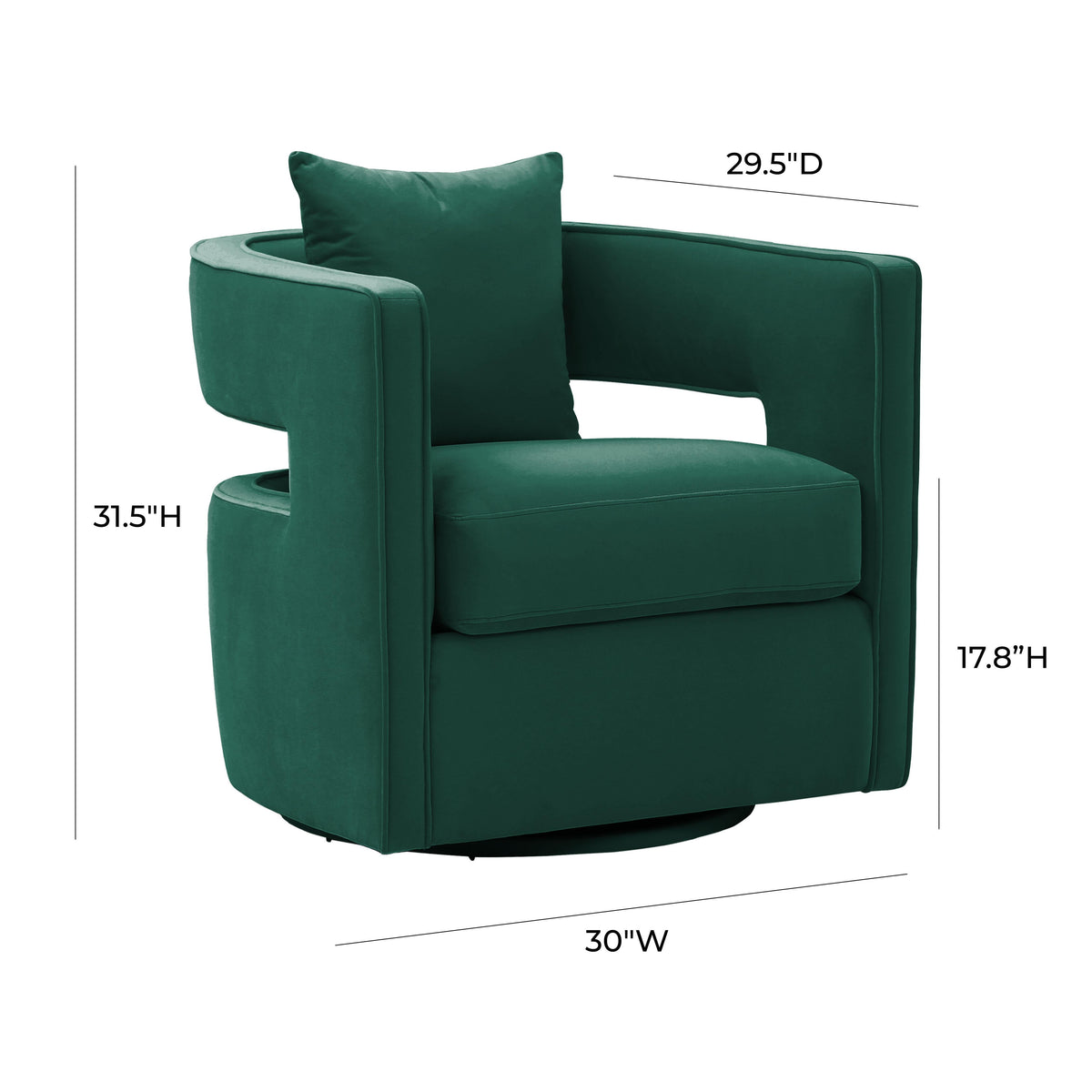 Kennedy Forest Green Performance Velvet Swivel Chair by TOV Furniture – photo 6 of 7