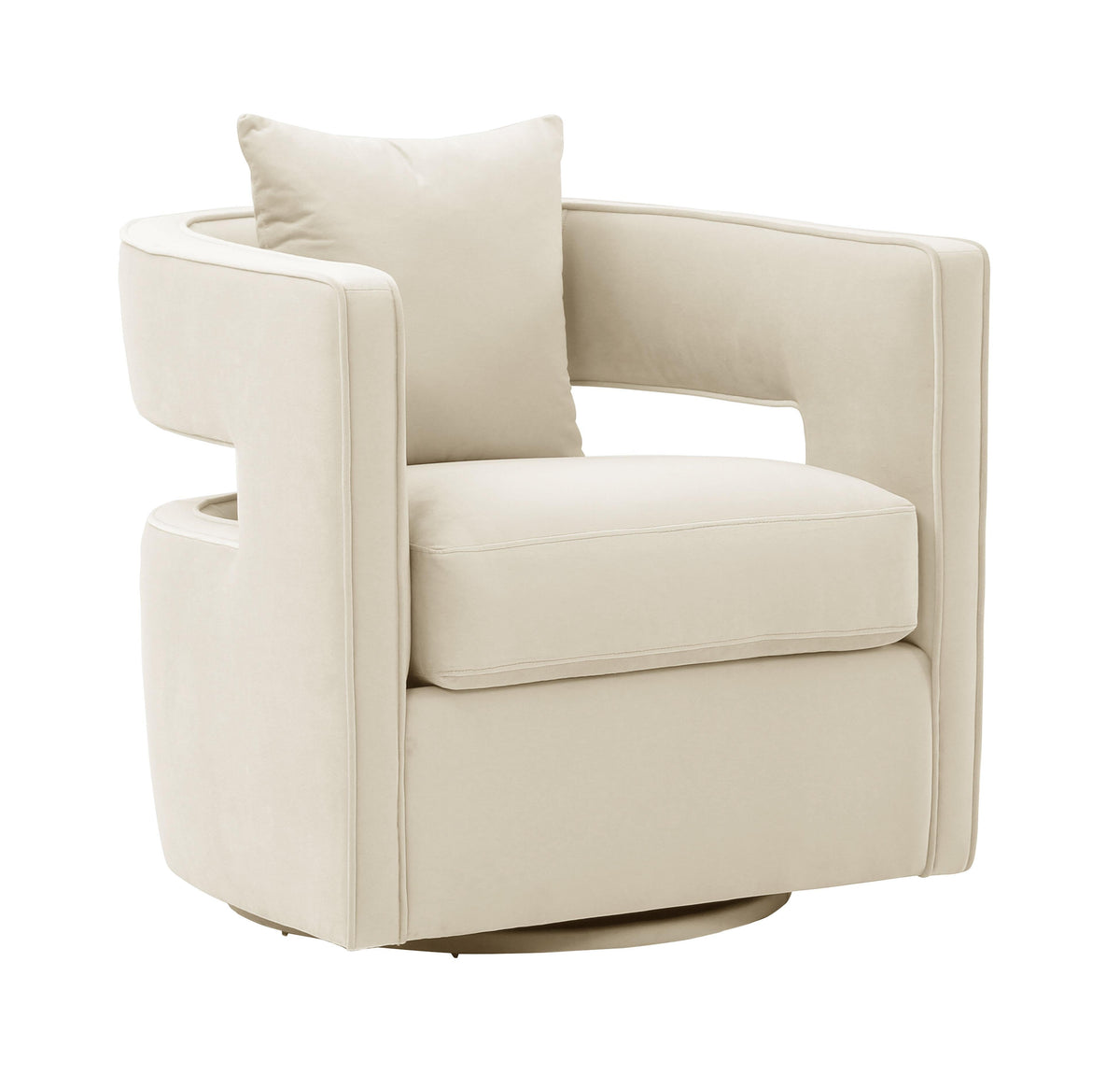 Kennedy Cream Performance Velvet Swivel Chair by TOV Furniture – photo 1 of 7