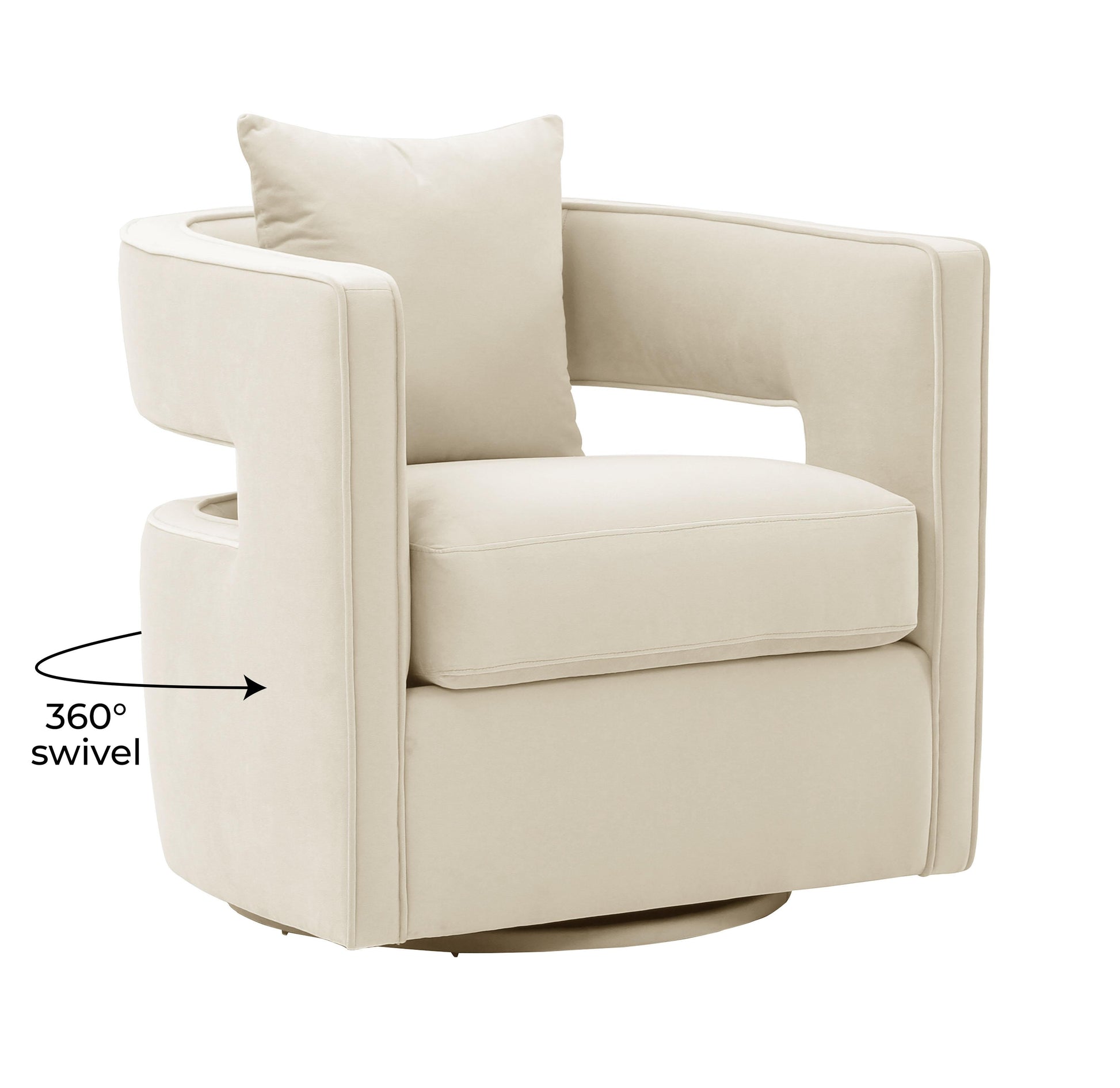 Kennedy Performance Velvet Swivel Accent Chair Cream by Tov Furniture