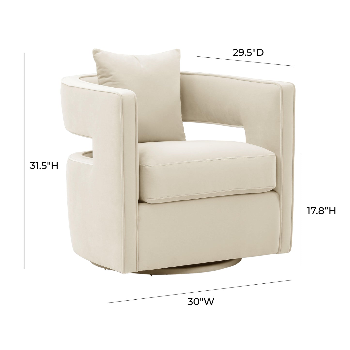 Kennedy Performance Velvet Swivel Accent Chair Cream by Tov Furniture
