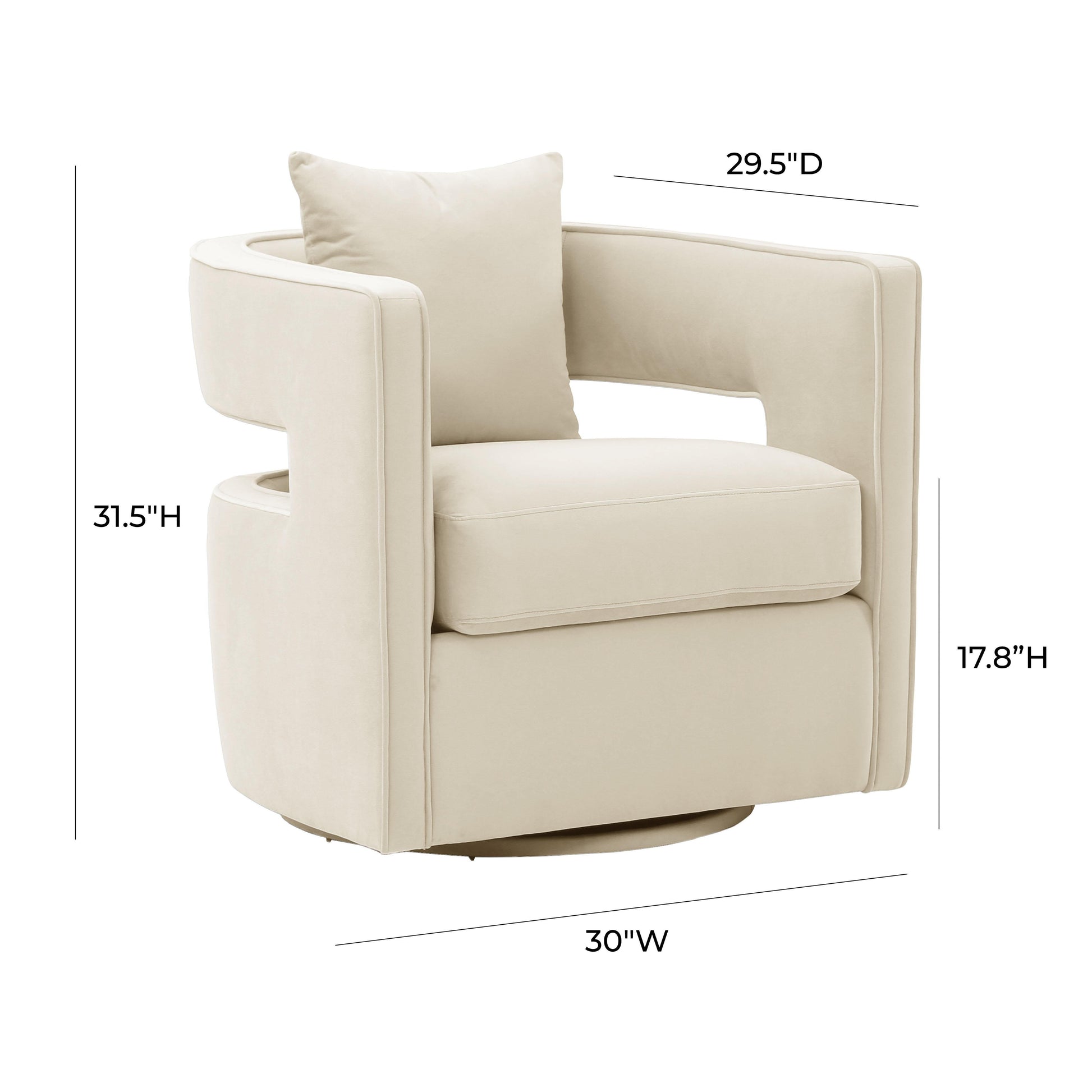 Kennedy Performance Velvet Swivel Accent Chair Cream by Tov Furniture