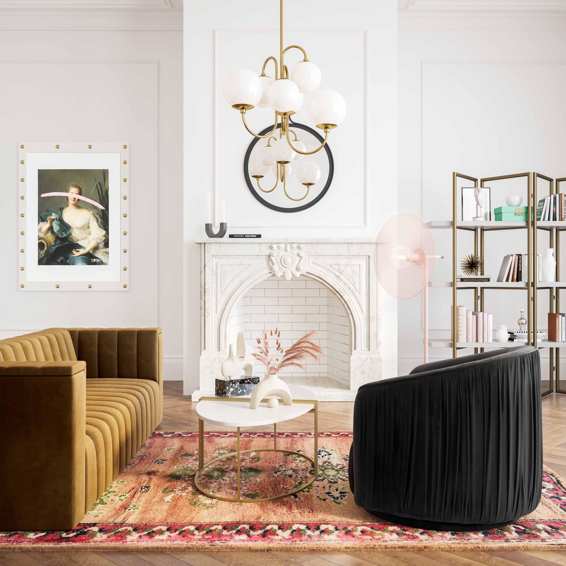 London Pleated Performance Velvet Swivel Accent Chair Black by Tov Furniture