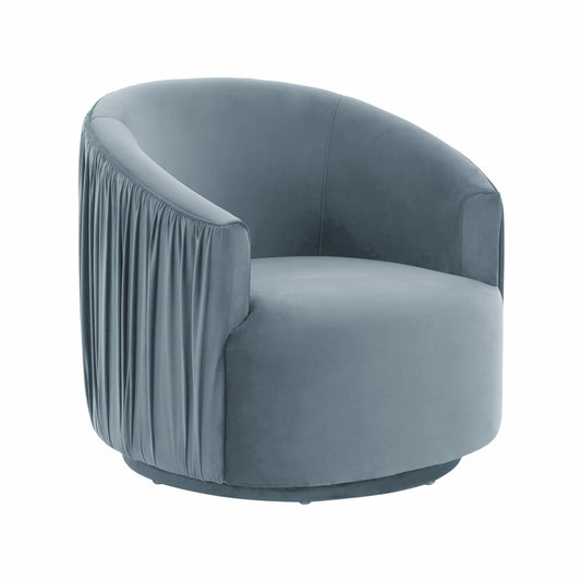 London Pleated Velvet Swivel Chair by TOV S44152