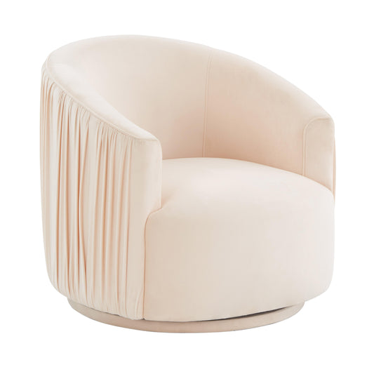 London Pleated Velvet Swivel Chair by TOV S44154