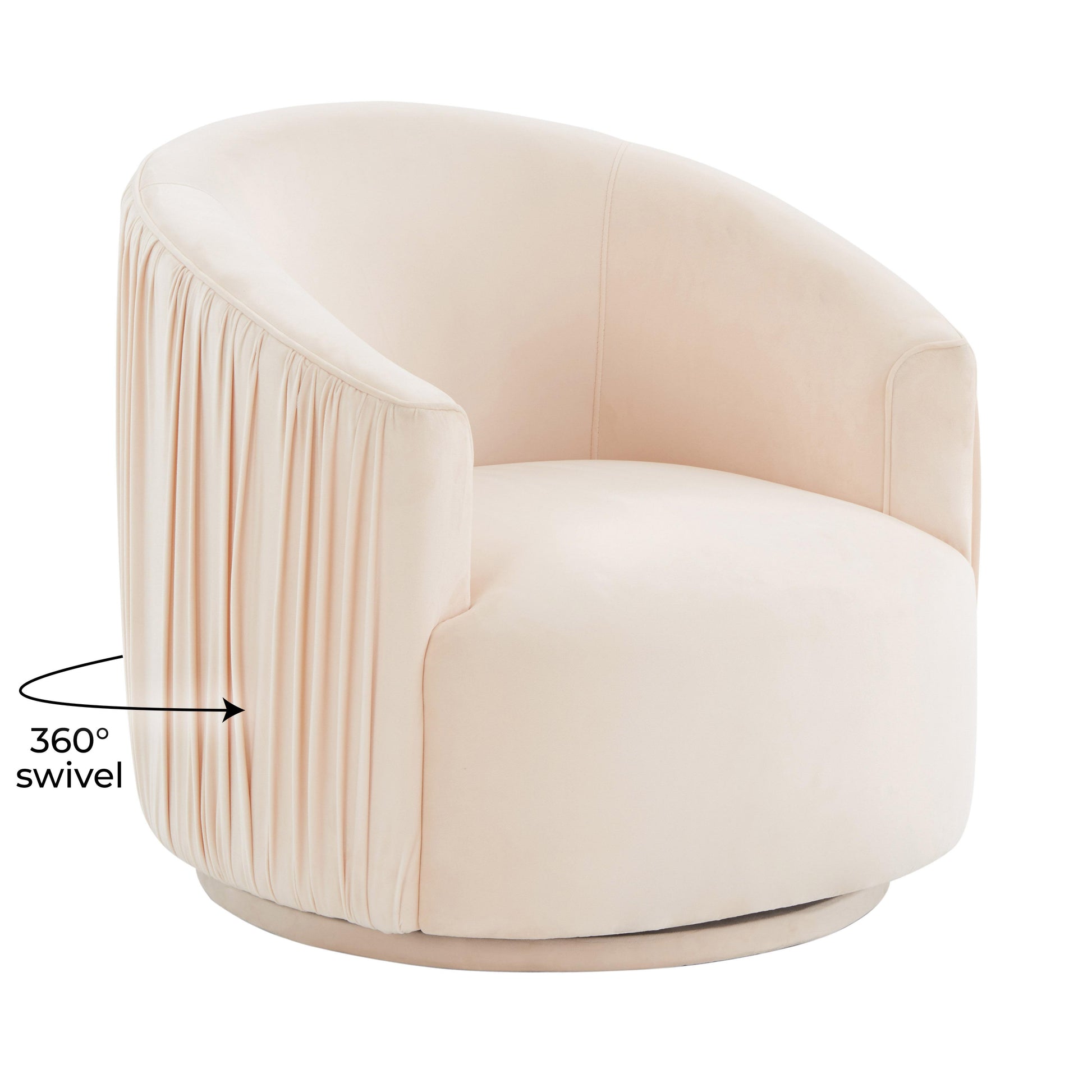 London Pleated Velvet Swivel Chair by TOV S44151