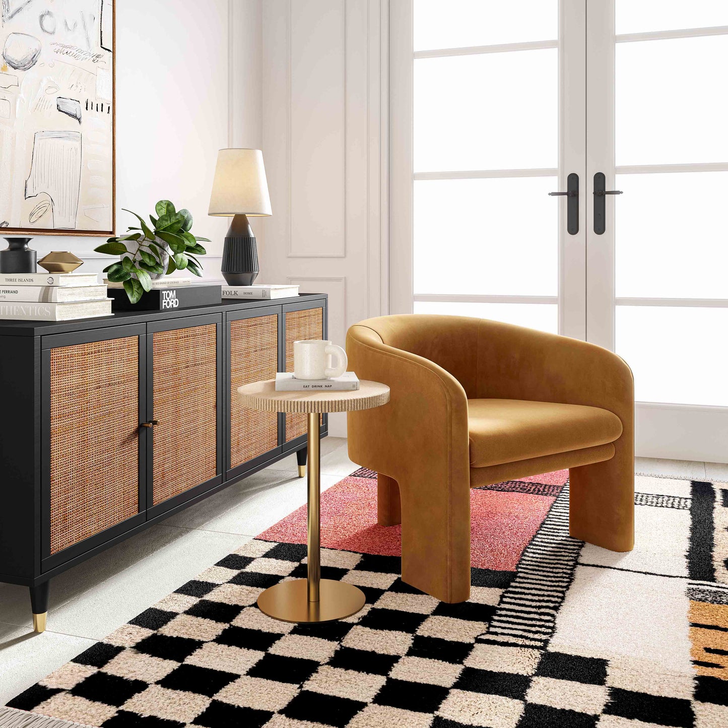 Marla Performance Velvet Accent Chair Cognac by Tov Furniture