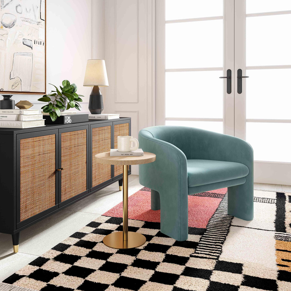 Marla Sea Blue Performance Velvet Accent Chair by TOV Furniture – photo 2 of 6