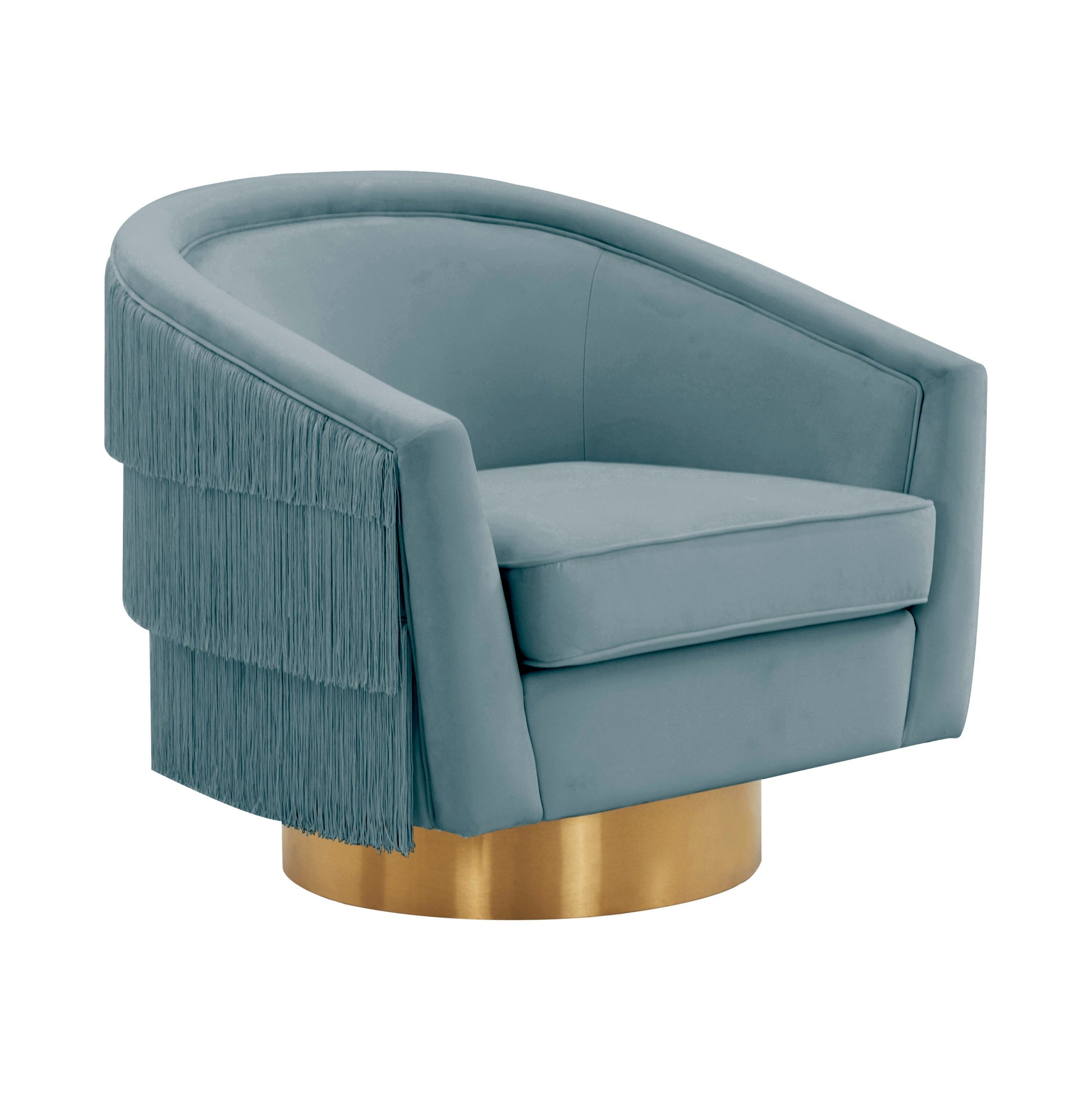 Flapper Velvet Swivel Chair Bluestone by Tov Furniture