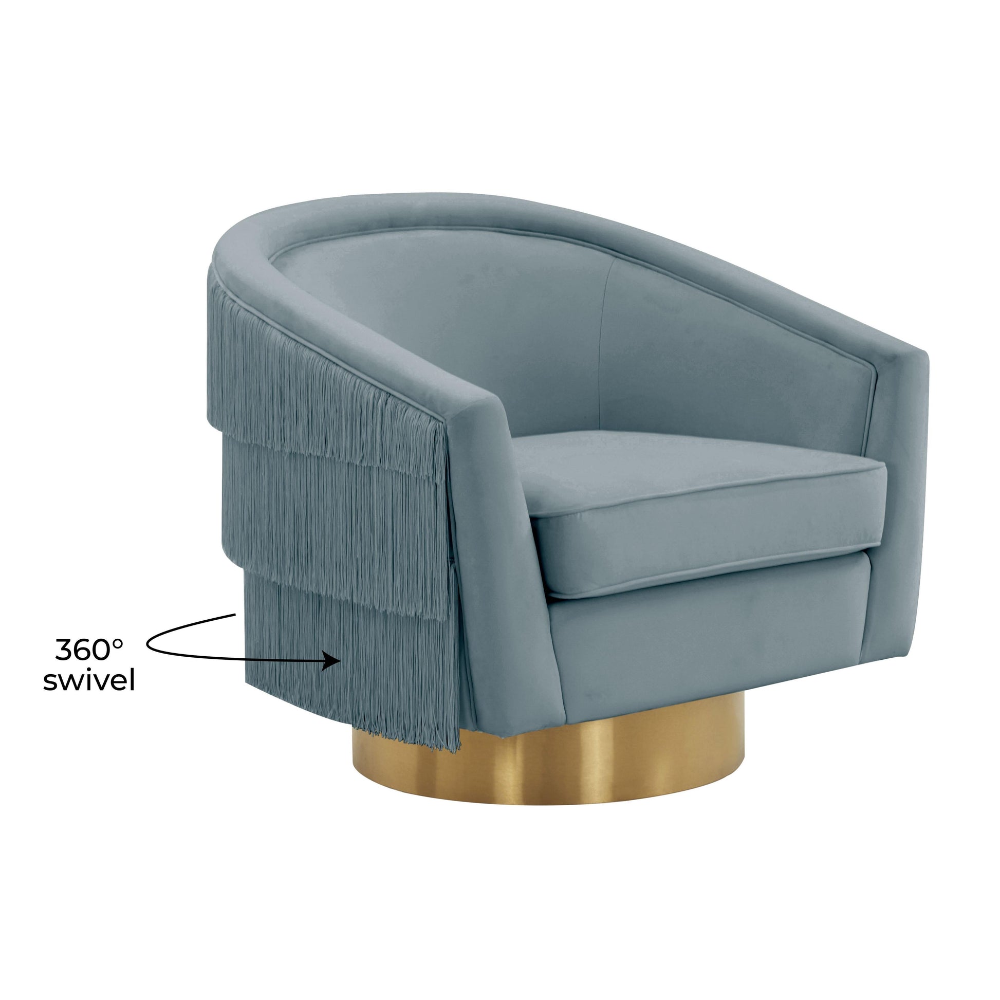 Flapper Velvet Swivel Chair Bluestone by Tov Furniture