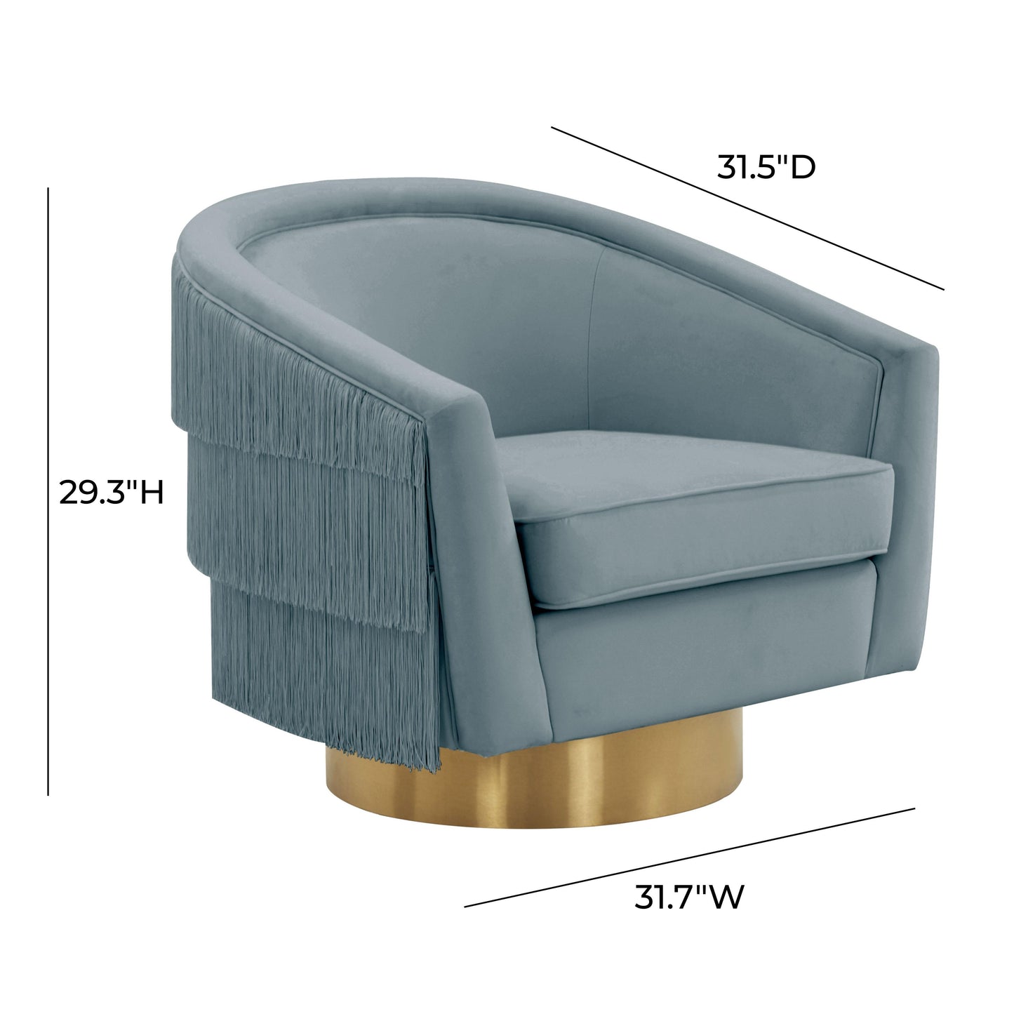 Flapper Velvet Swivel Chair Bluestone by Tov Furniture