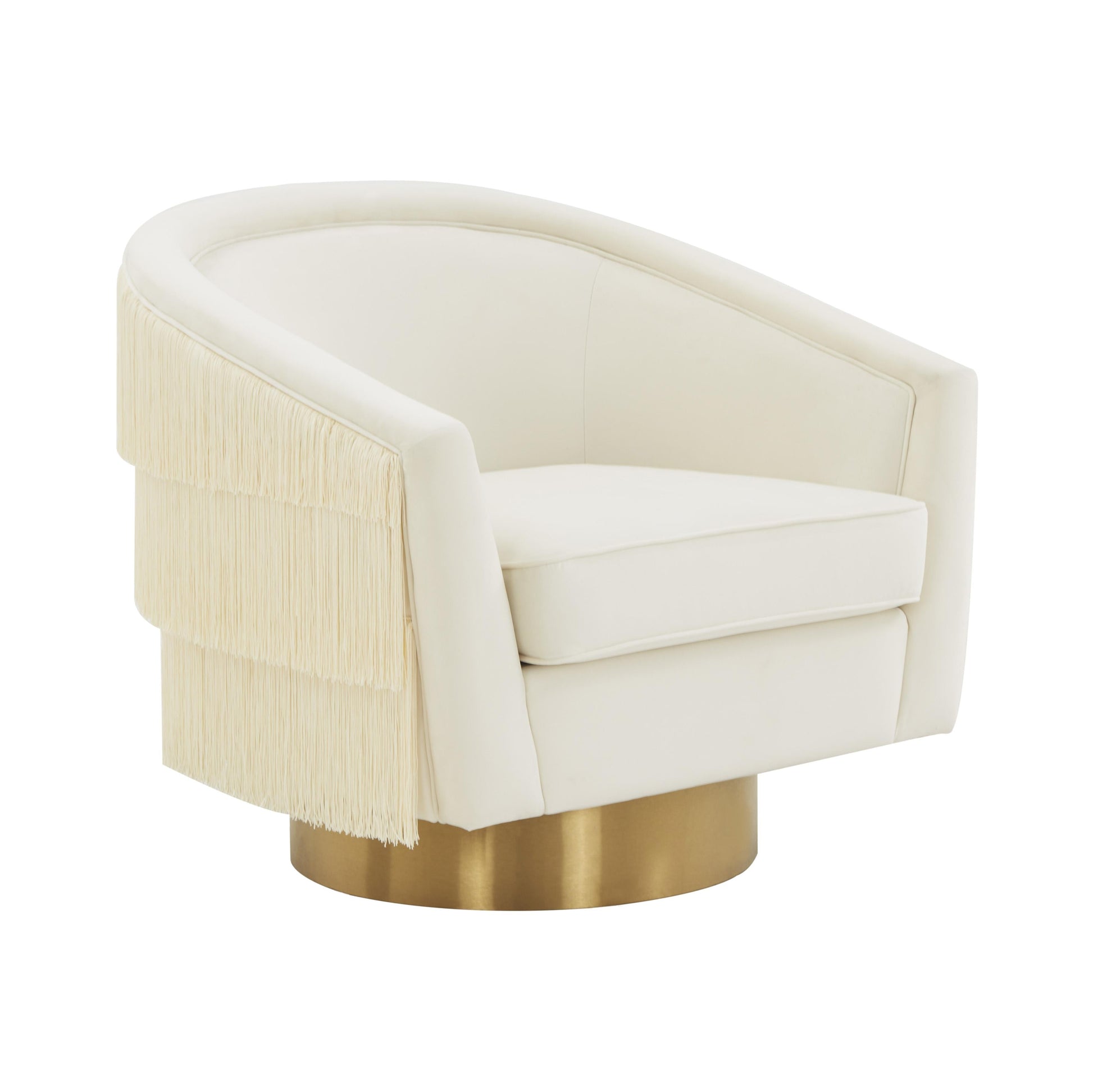 Flapper Velvet Swivel Chair Cream by Tov Furniture