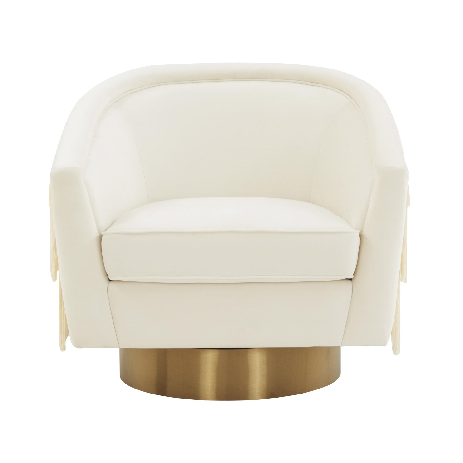 Flapper Velvet Swivel Chair Cream by Tov Furniture