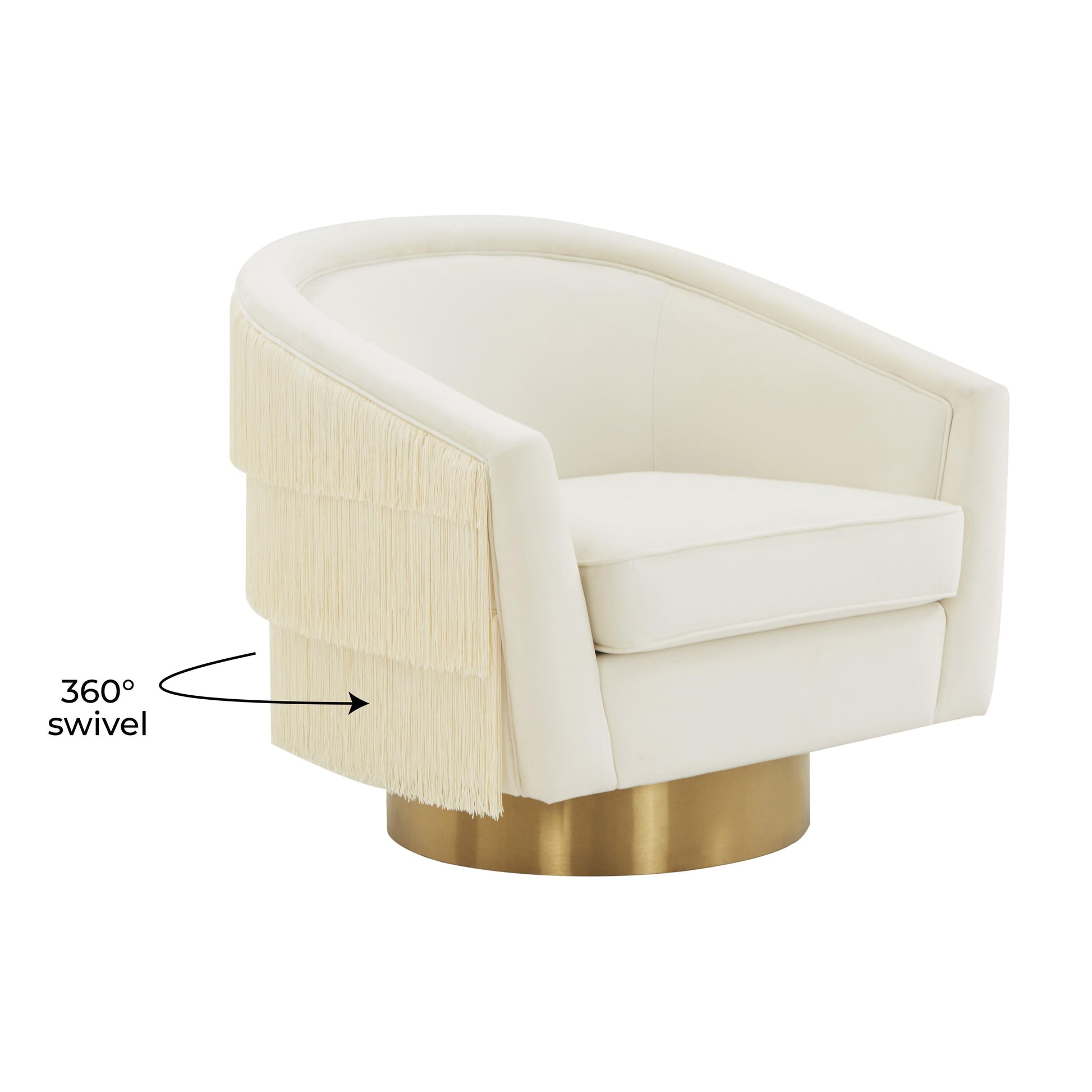 Flapper Velvet Swivel Chair Cream by Tov Furniture