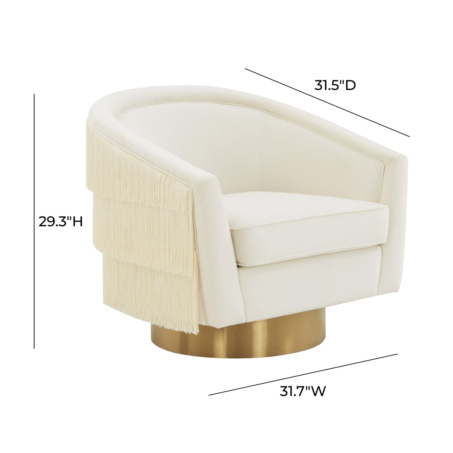 Flapper Velvet Swivel Chair Cream by Tov Furniture