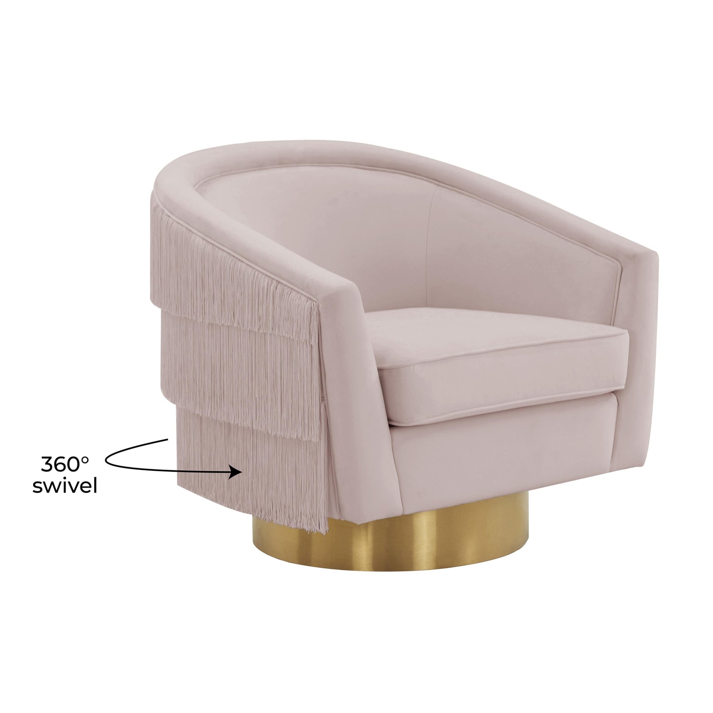 Flapper Velvet Swivel Chair Blush by Tov Furniture