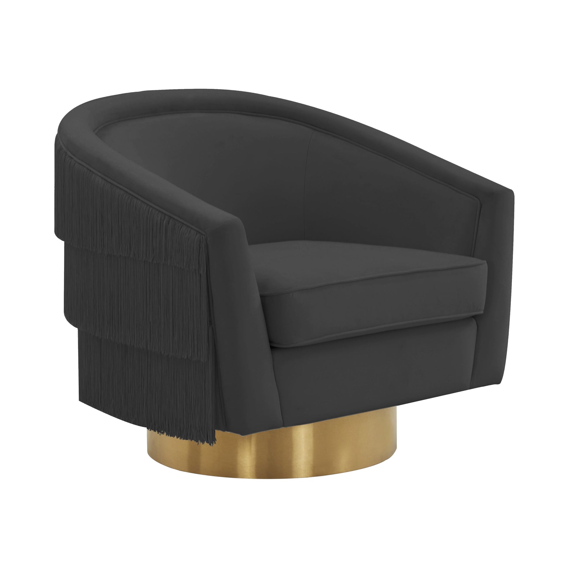 Flapper Velvet Swivel Chair Black by Tov Furniture
