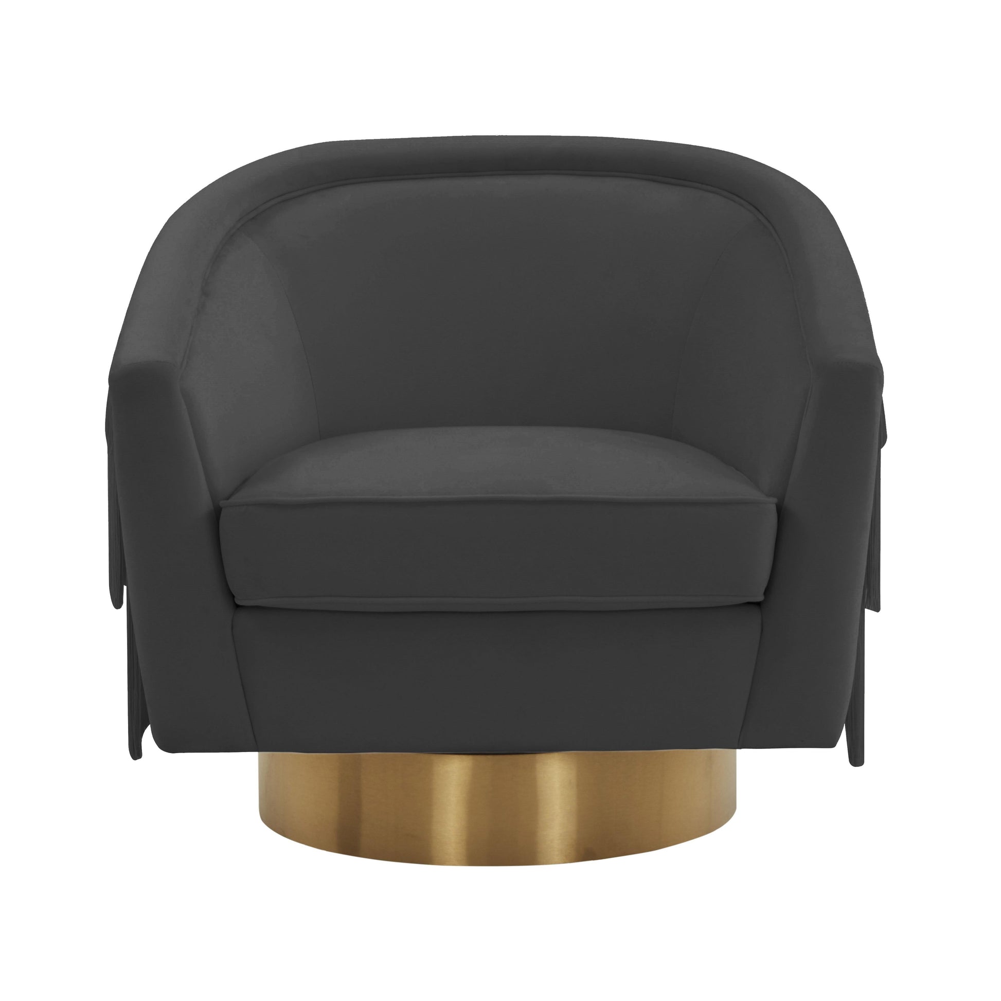 Flapper Velvet Swivel Chair Black by Tov Furniture