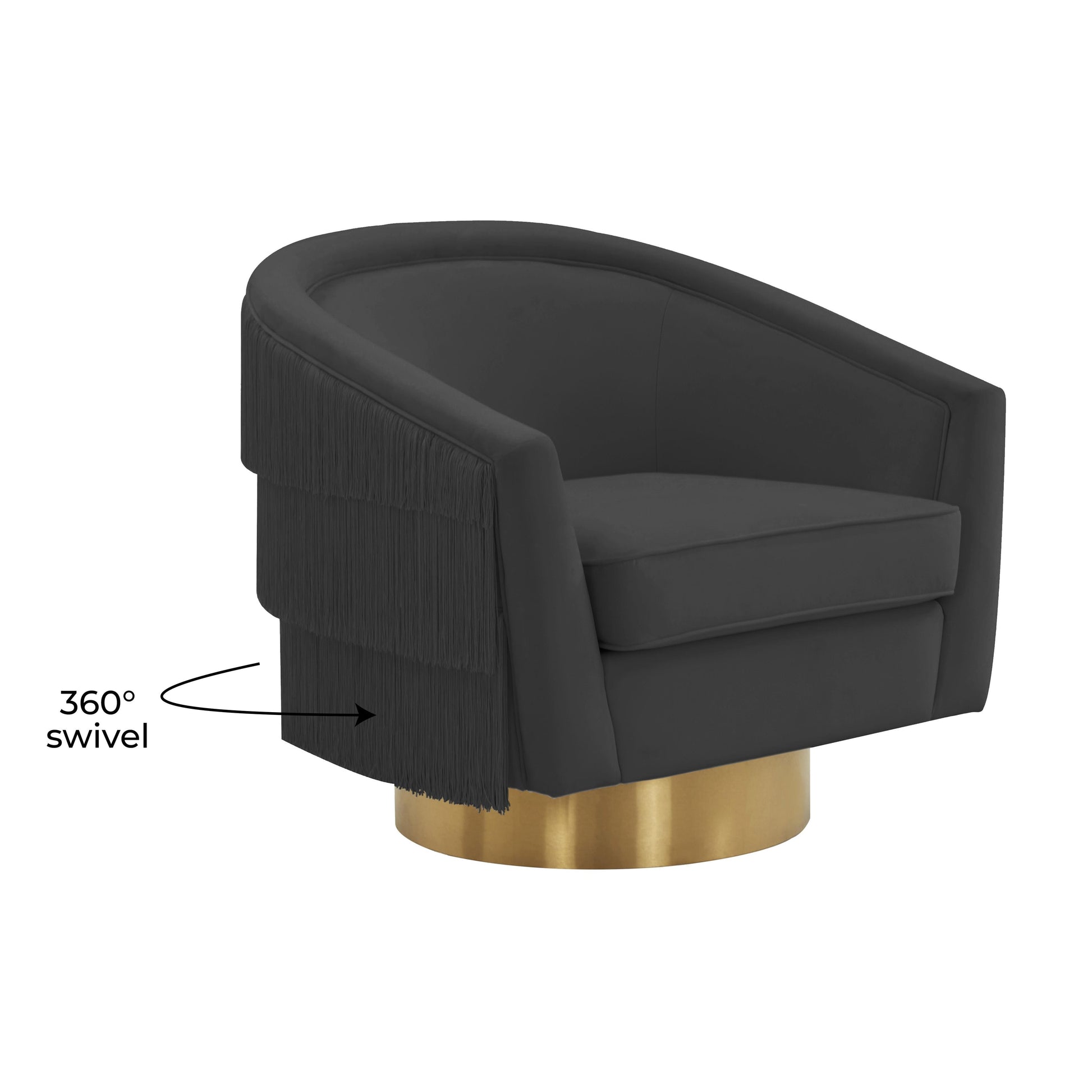 Flapper Velvet Swivel Chair Black by Tov Furniture