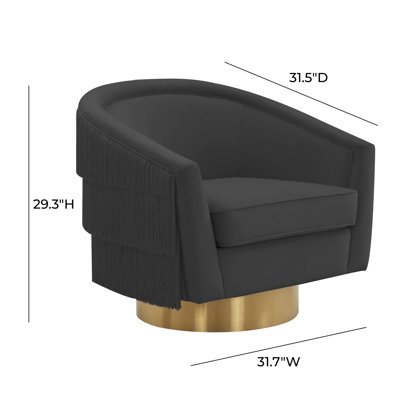 Flapper Velvet Swivel Chair Black by Tov Furniture