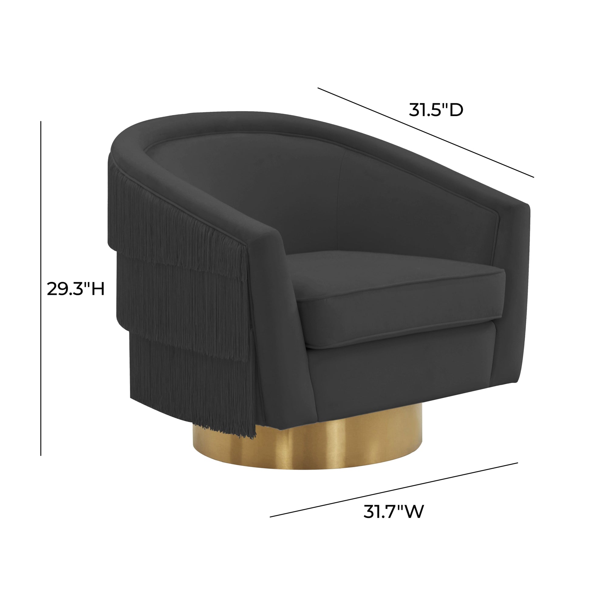 Flapper Velvet Swivel Chair Black by Tov Furniture