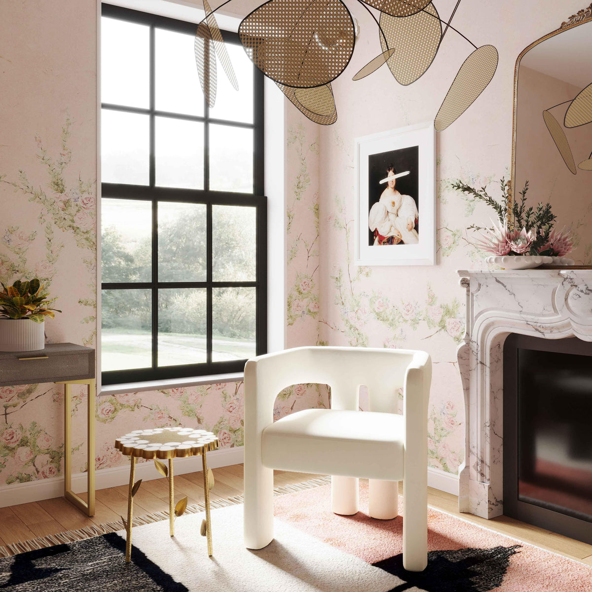 Sloane Cream Performance Velvet Accent Chair by TOV Furniture – photo 6 of 7