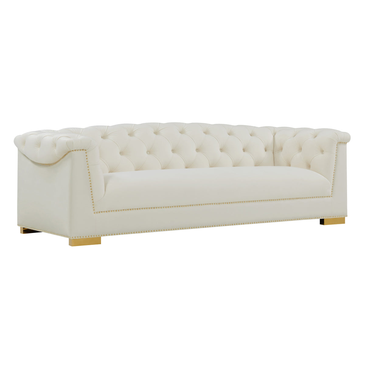 Farah Cream Performance Velvet Sofa By Inspire Me! Home Decor by TOV Furniture – photo 1 of 7