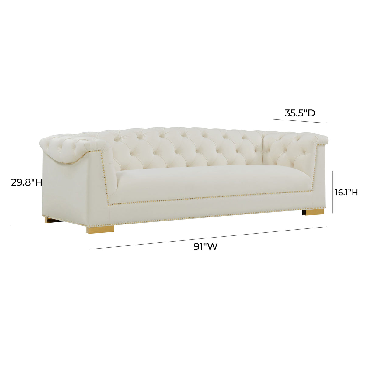 Farah Cream Performance Velvet Sofa By Inspire Me! Home Decor by TOV Furniture – photo 6 of 7