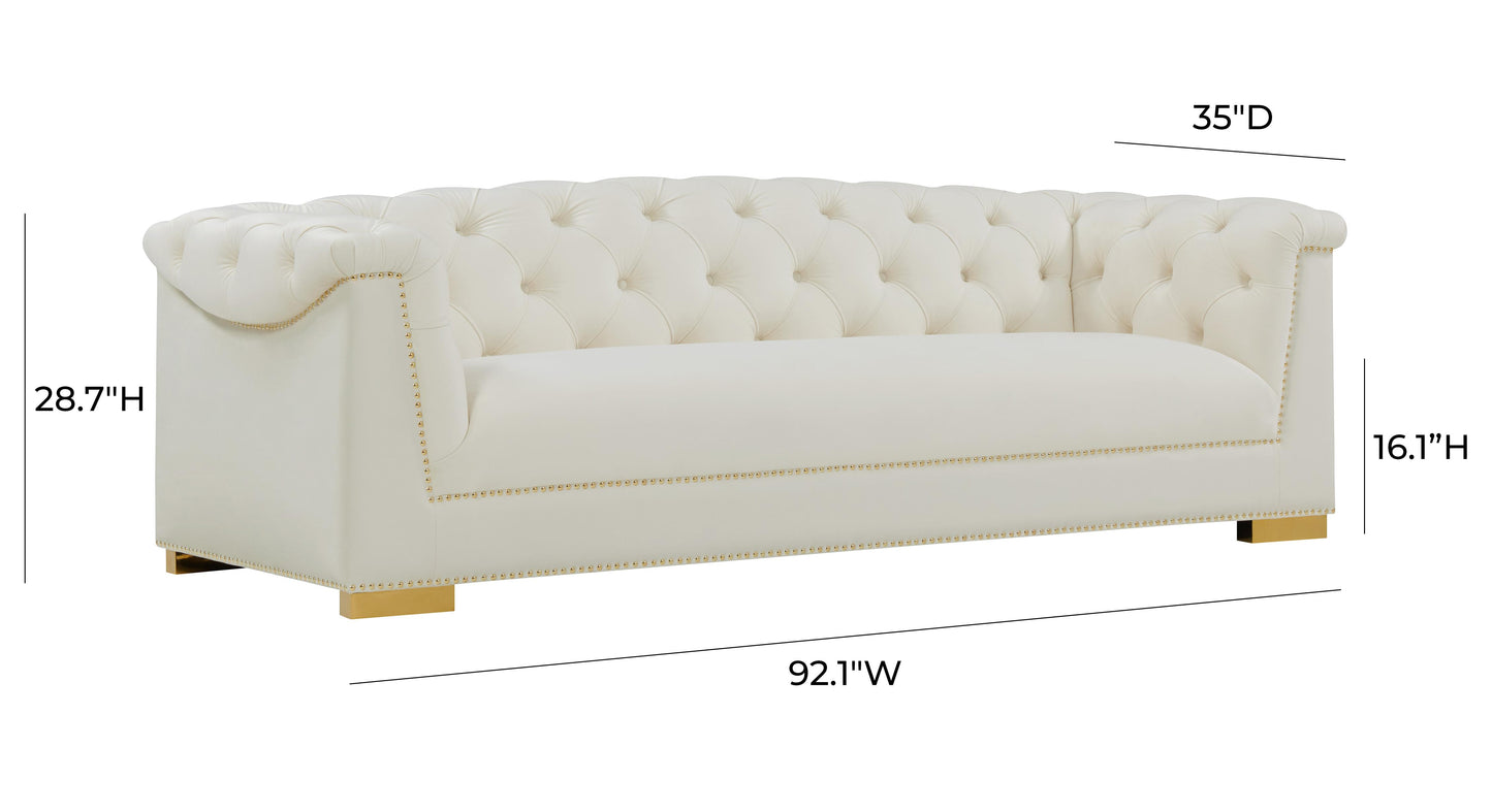 Farah Cream Velvet Sofa by TOV