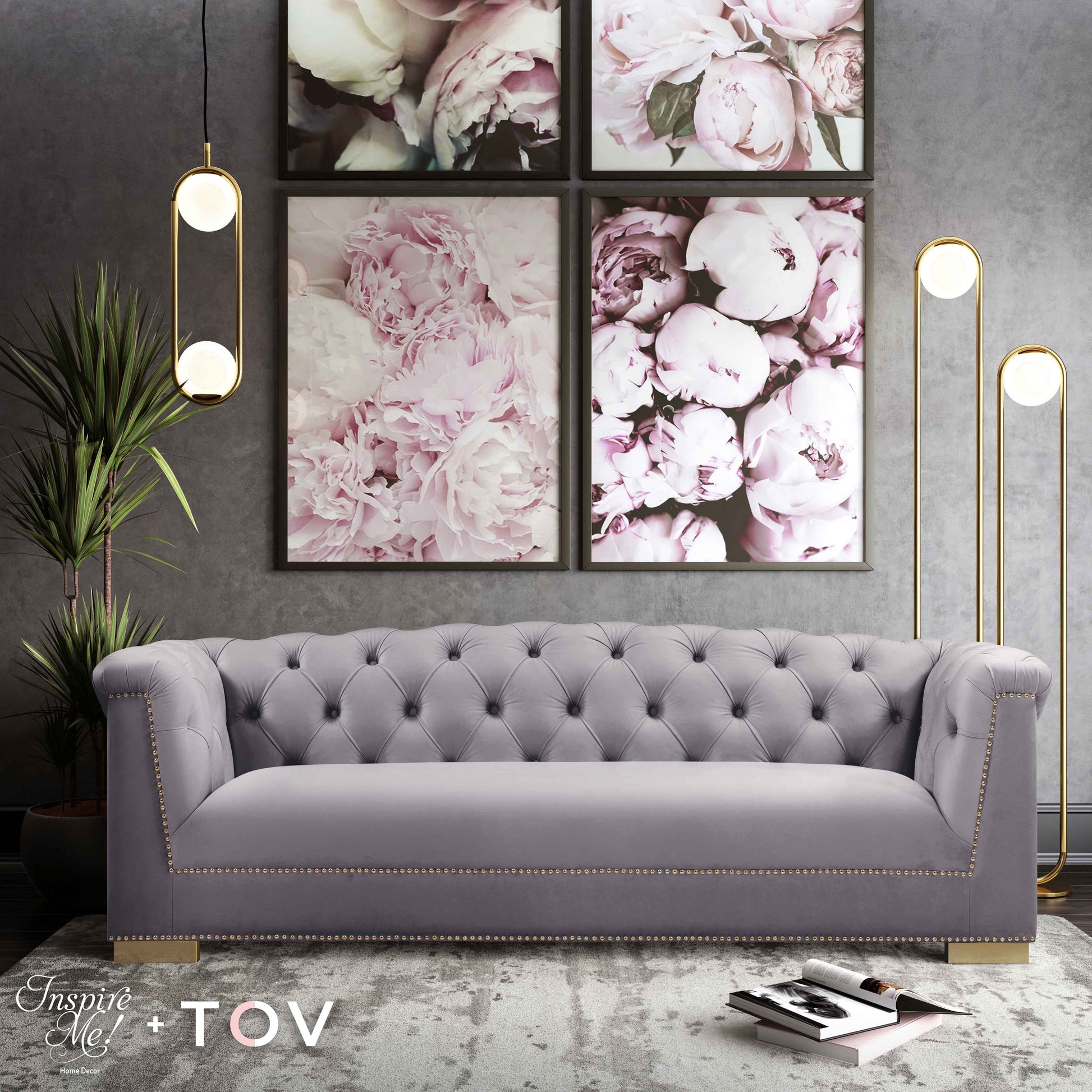 Farah 91 Velvet Sofa by TOV S4930