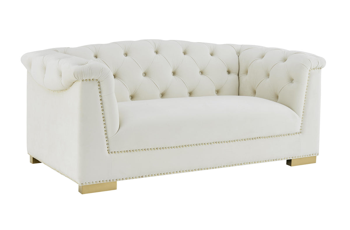 Farah 69" Performance Velvet Loveseat in Cream by TOV Furniture – photo 1 of 7