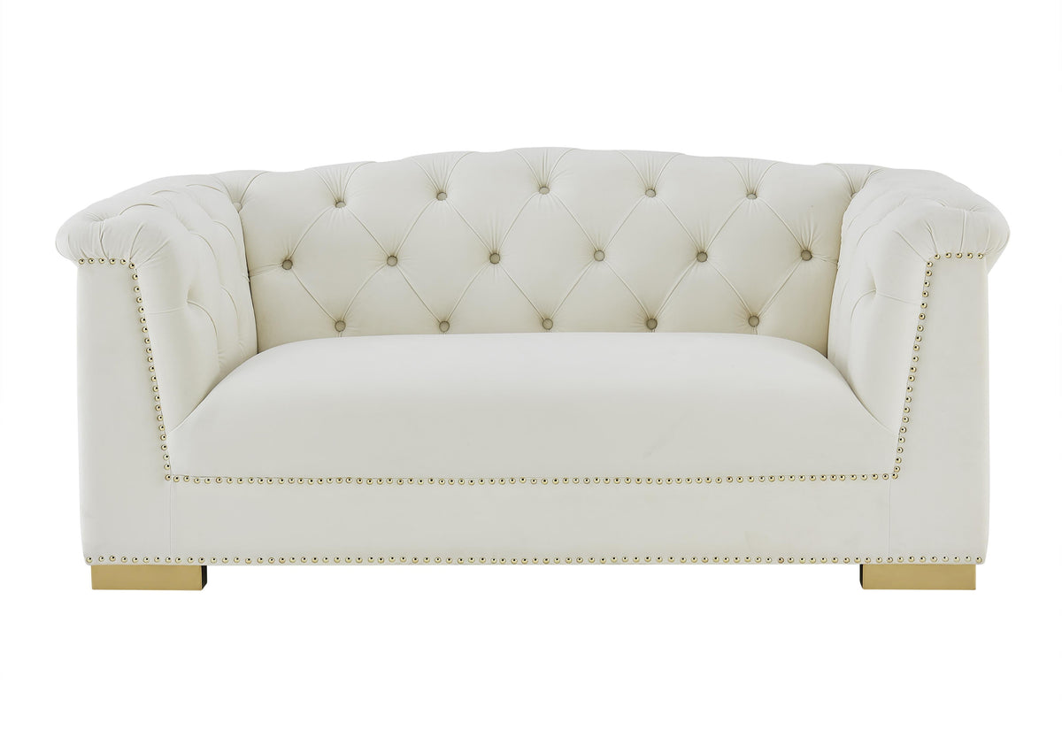 Farah 69" Performance Velvet Loveseat in Cream by TOV Furniture – photo 3 of 7