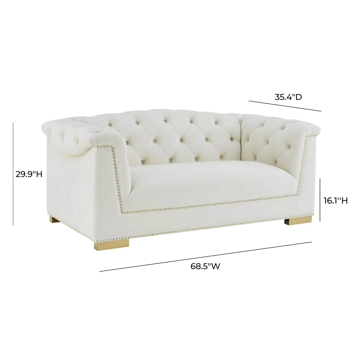 Farah 69" Performance Velvet Loveseat in Cream by TOV Furniture – photo 7 of 7