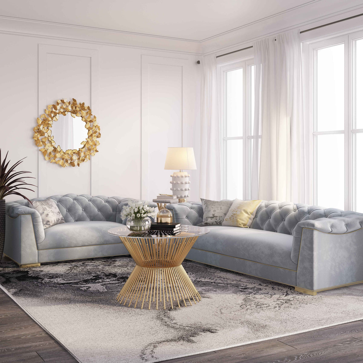 Farah Grey Performance Velvet Sofa By Inspire Me! Home Decor by TOV Furniture – photo 2 of 7