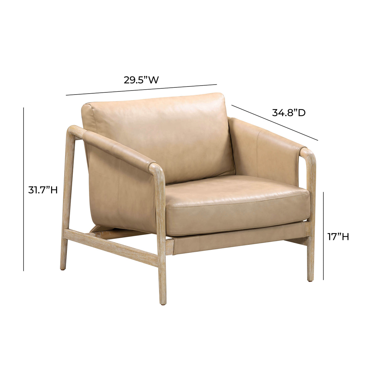 Chakka Tan Genuine Leather Accent Chair by TOV Furniture – photo 6 of 7